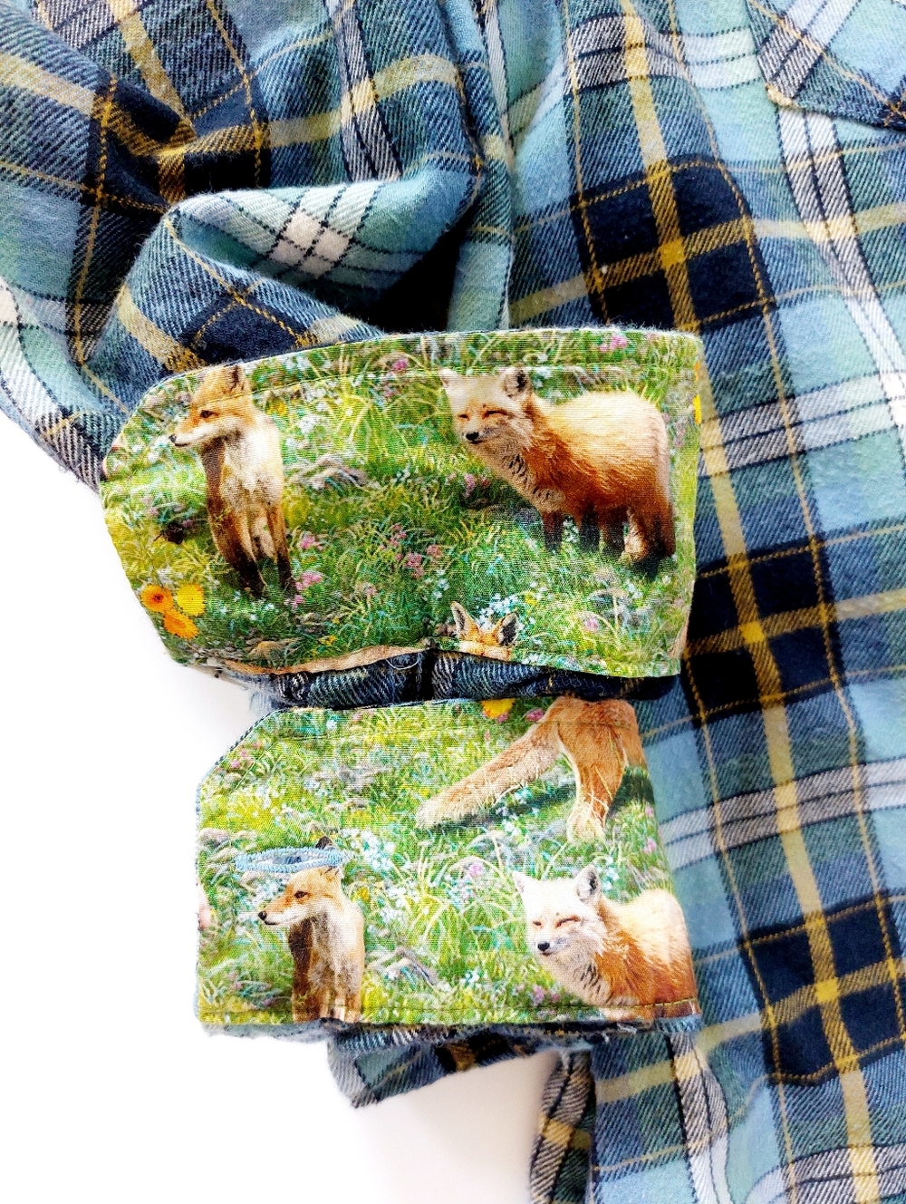 Fox Blue Plaid Flannel Pladra Shirt  Medium 100% Cotton Made In USA Western - Picture 3 of 7
